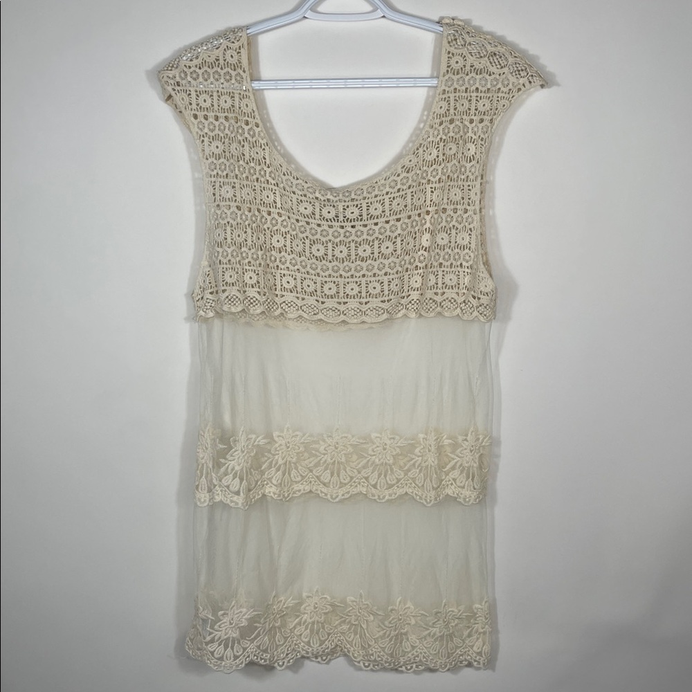 Parisian Works Cream Crochet Dress